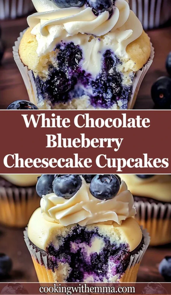 White Chocolate Blueberry Cheesecake Cupcakes-pinterest