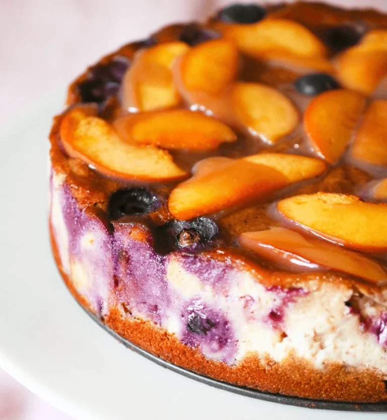 blueberry-baked-cheesecake-with-peaches-2